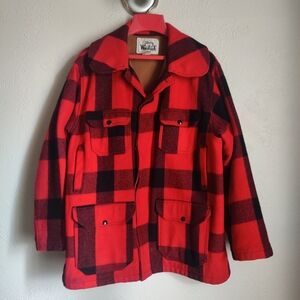 Woolrich Buffalo Check Wool Plaid Jacket Coat